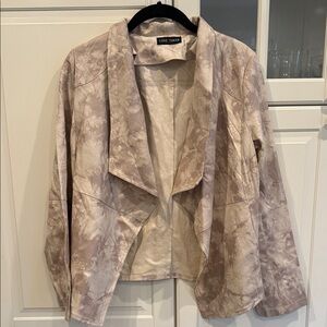 Love Token Taupe Marble-Print Open Front Blazer
